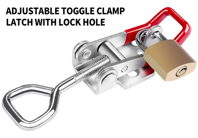 Vicuna R Heavy Duty Toggle Latch Clamp 4002, Adjustable Toggle Clamp Latch With Lock Hole, 550Lbs Holding Capacity Pull Latch for Smoker Lid Jig, Tool Box Case 4Pack (with 20PCS Screws) - Image 3